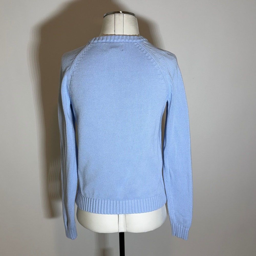 Lands End Drifter Cable Knit Cotton Sweater Light Blue Womens Small 6-8 Preppy - Picture 4 of 8